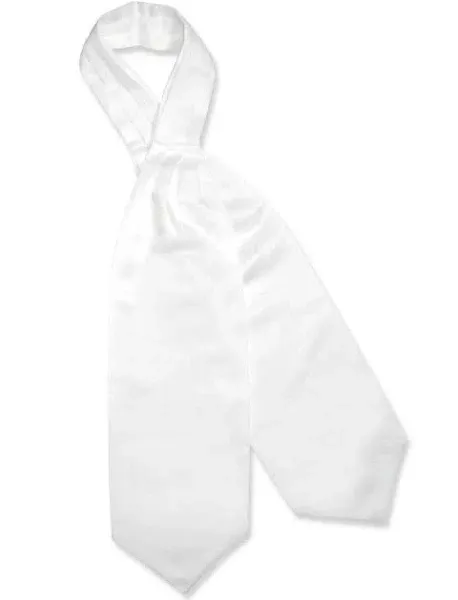 Vesuvio Napoli Ascot Solid White Color Cravat Men's Neck Tie