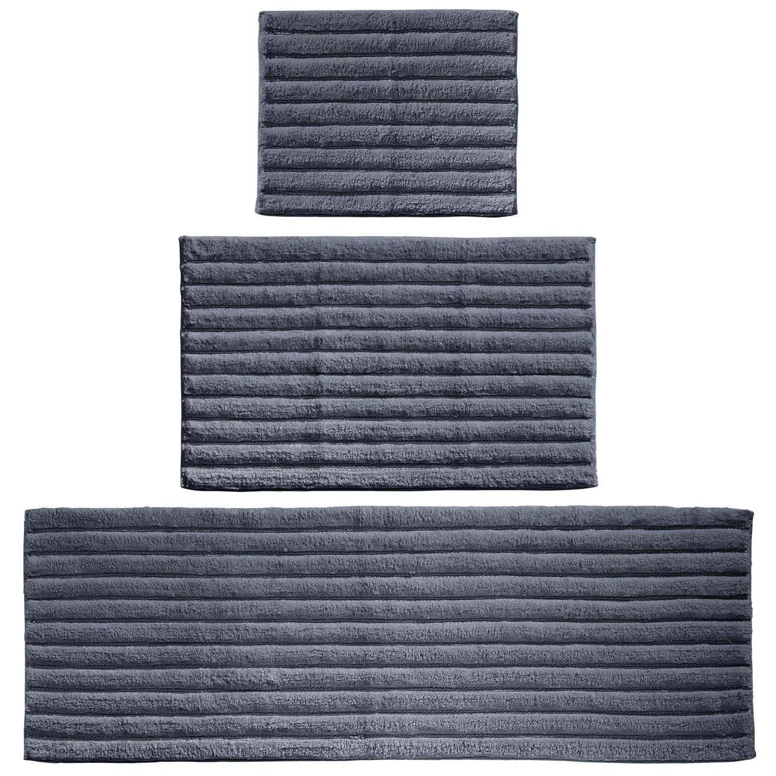 mDesign Soft 100% Cotton Bathroom Spa Mat Rugs/Runner, Set of 3, Navy