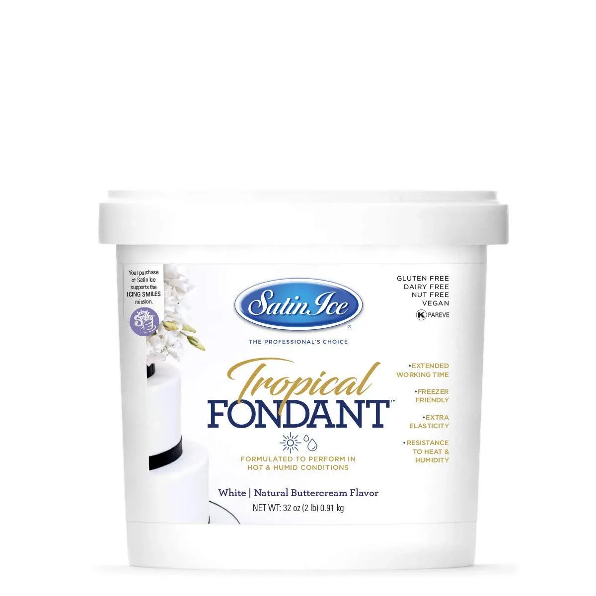 Satin Ice 50532 Tropical Formula Fondant - 2lb Pail