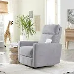 Nurture& The Glider Premium Power Recliner Nursery Glider Chair with Adjustable Head Support Upholstery: Gray