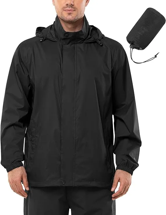 Off Road Ventures Men's Lightweight Rain Jacket Waterproof Packable Hooded Raincoat Outdoor Windbreaker for Hiking Golf Travel