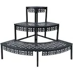 3-Tier Metal Plant Stand Indoor (Quarter Round) Black