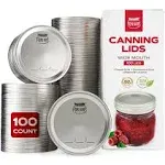 Wide Mouth Canning Lids, 50-Pack – Create Airtight Seals on Mason Jars to Preserve Food for Meal Prep & Emergency Food Storage – 3.4 In. Metal Lids with Silicone Seals – Canning Supplies by FORJARS