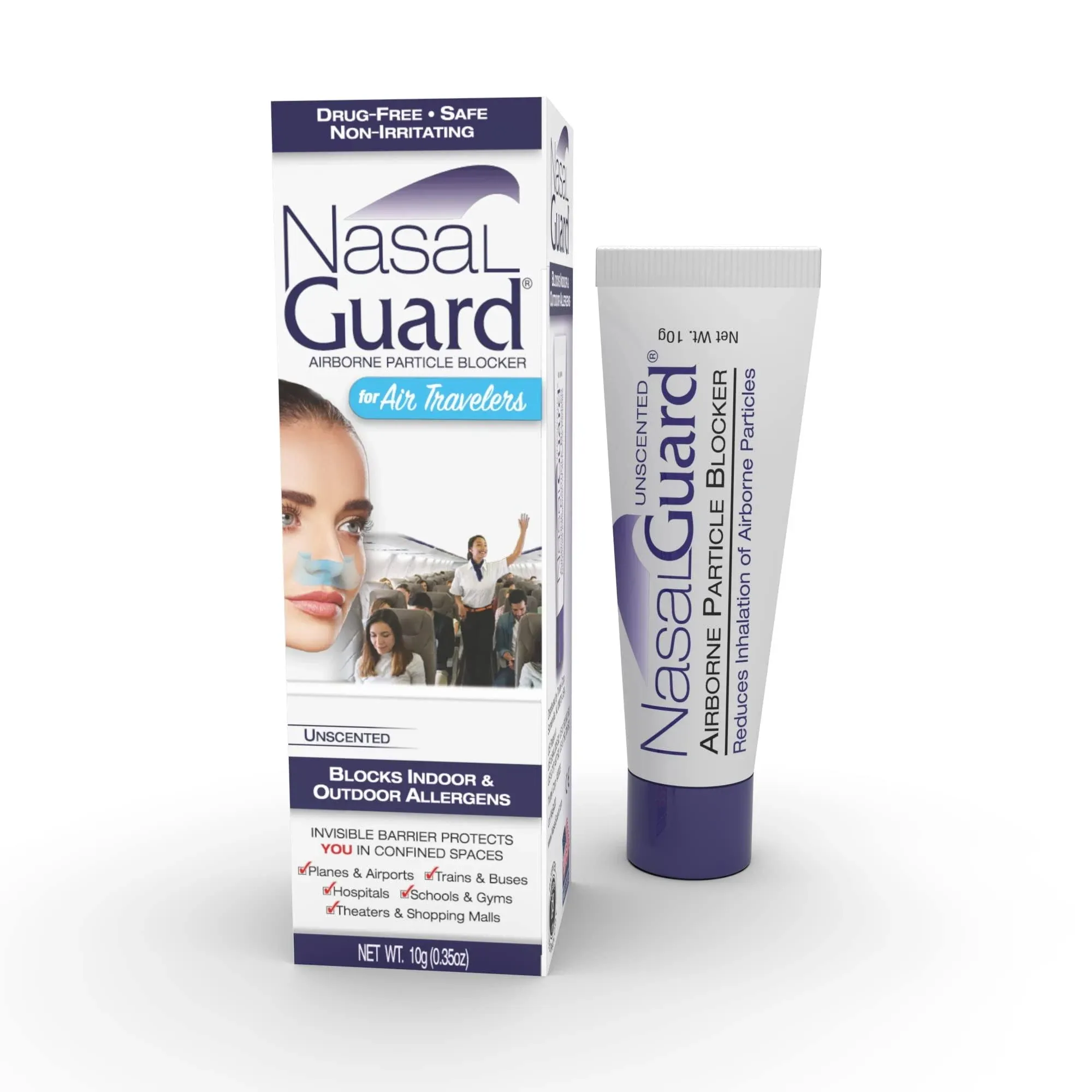 NasalGuard for Air Travelers Nasal Gel, Fast Acting Allergen Blocker & Symptom Reliever, Non-Drowsy, Helps Block Harmful Airborne Particles, Over 150