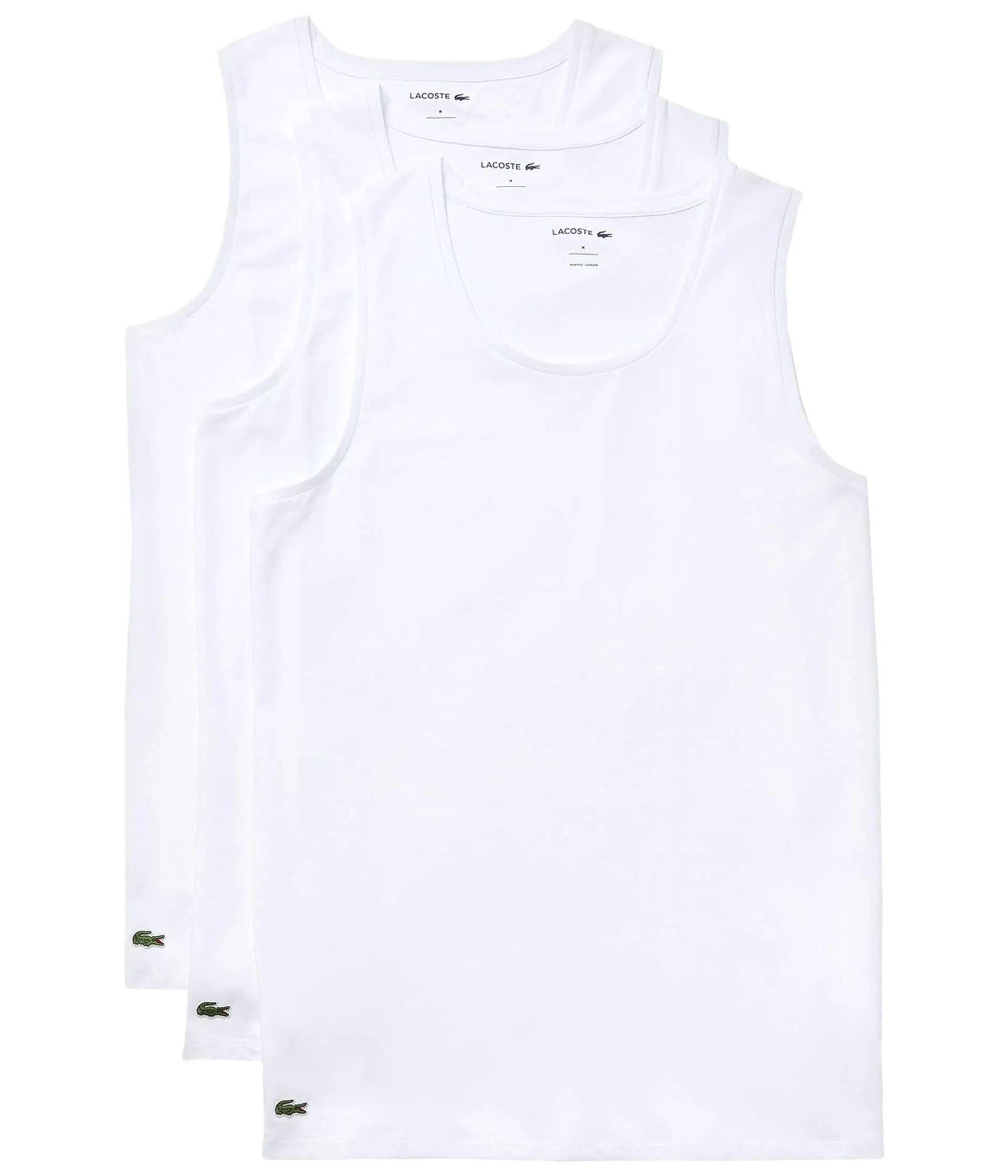 Lacoste Men's Essentials 3 Pack 100% Cotton Slim Fit Tanks