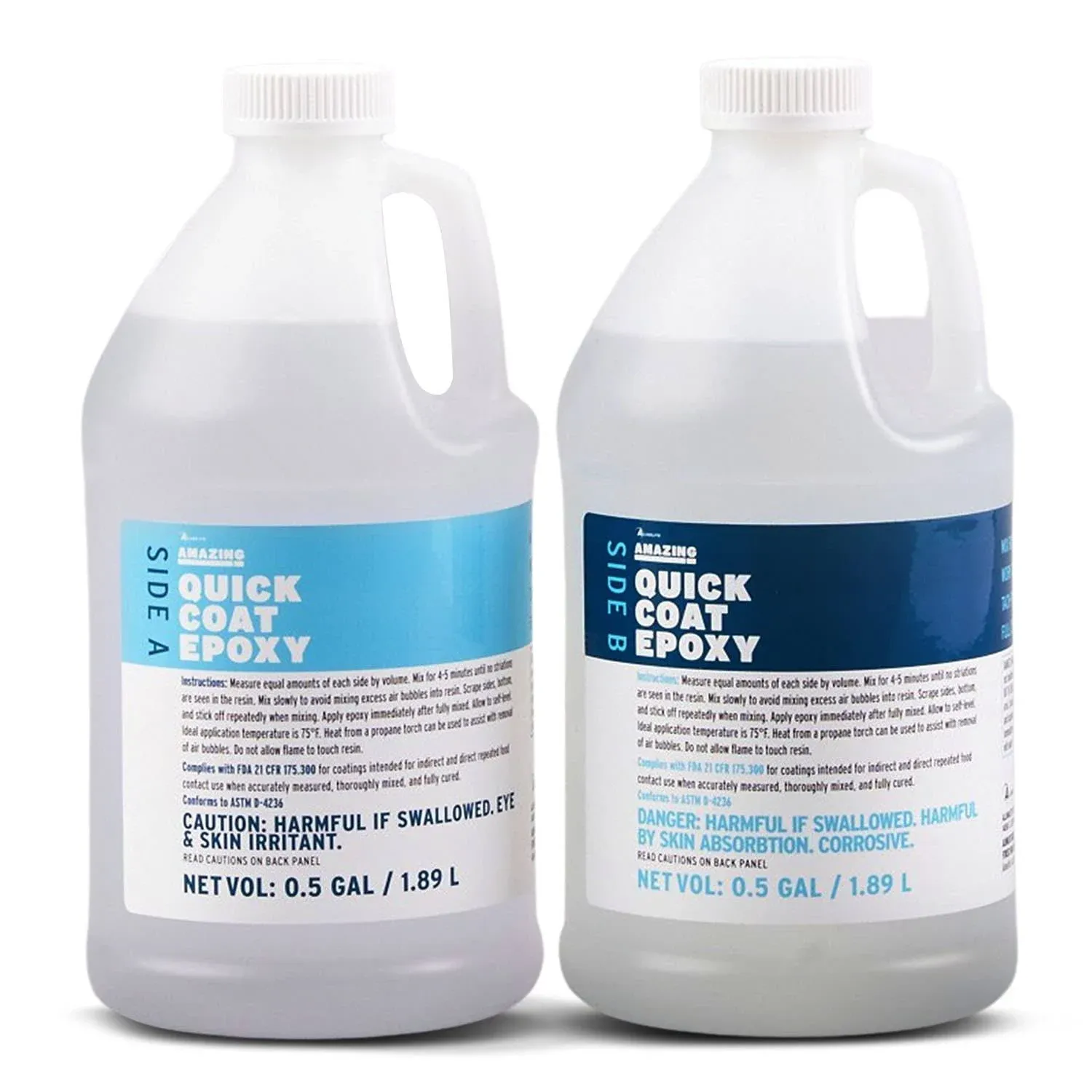 Alumilite Amazing Quick Coat Epoxy 0.5 gal A + 0.5 gal B(1 Gallon) 2 Part Kit High Gloss Coating, Crystal Clear Casting &amp; Fast Dry Formula for