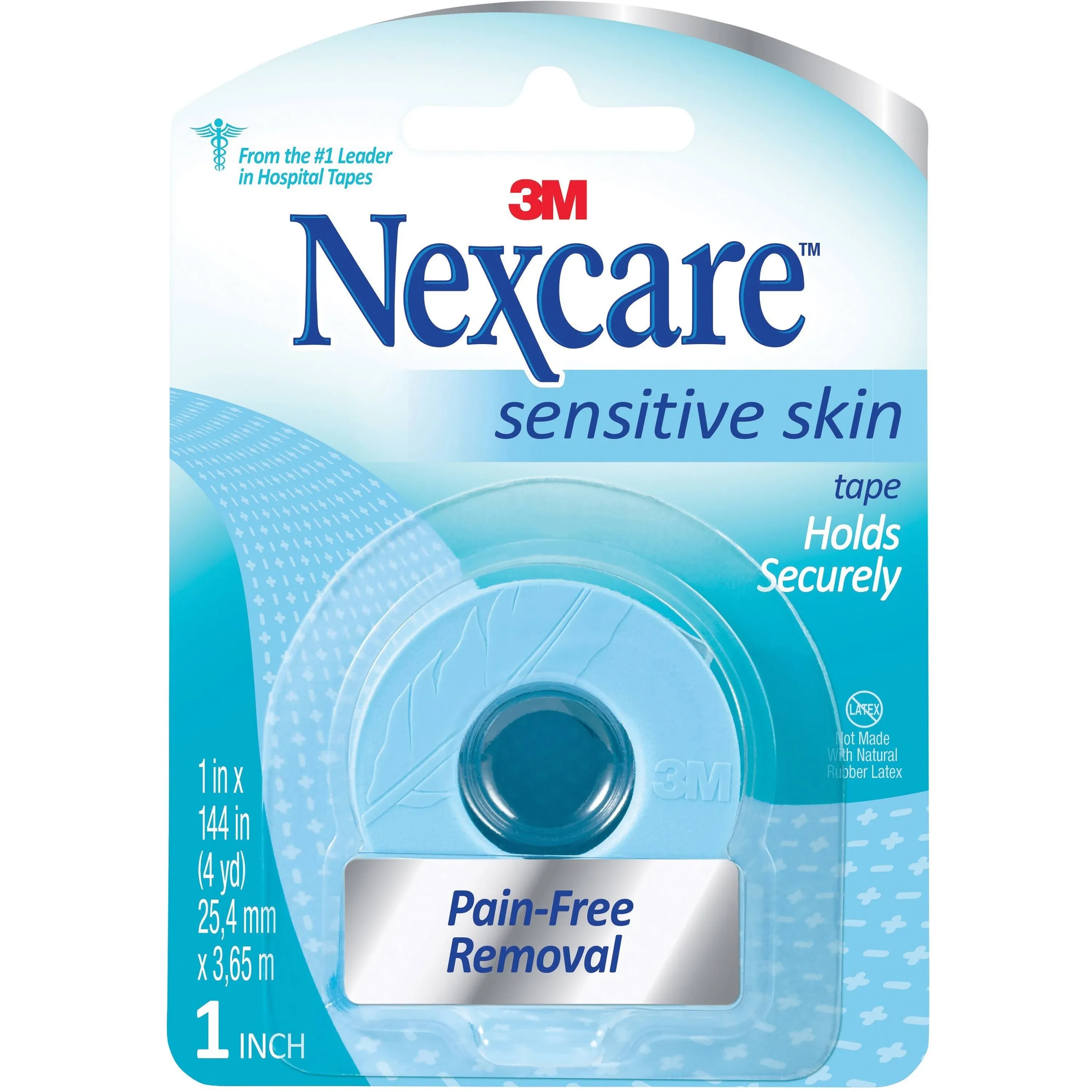 Nexcare Sensitive Skin Tape, 1 in x 4 yds, 2 Count (Pack of 1)