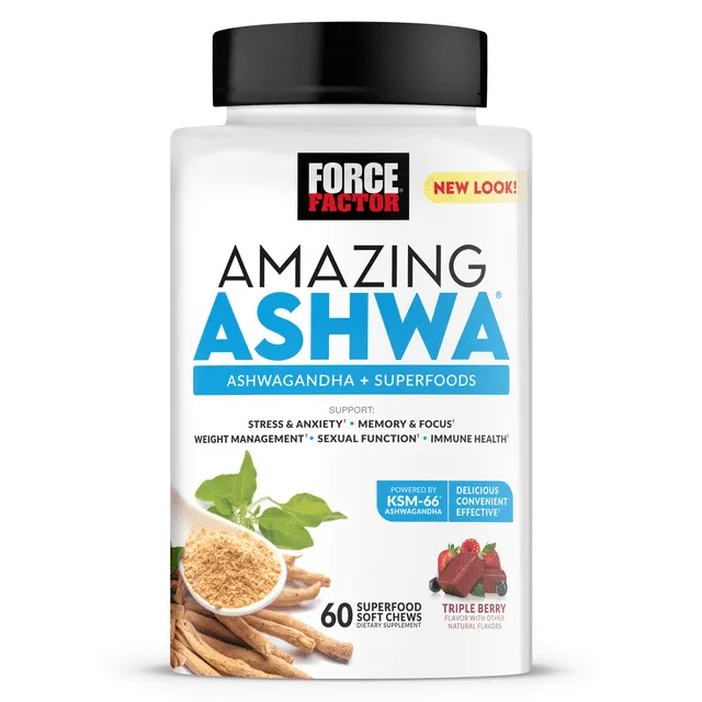 Force Factor, Amazing Ashwa, Triple Berry, 60 Soft Chews