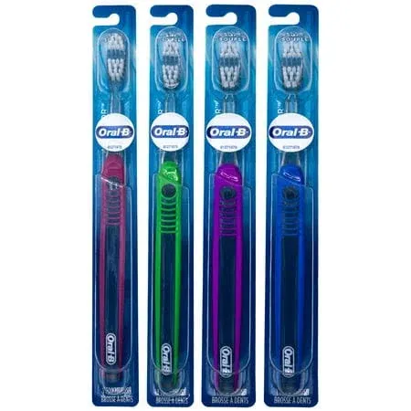 Oral-B Indicator Toothbrush, Flat Trim, 30 Soft (Colors Vary) - Pack of 4