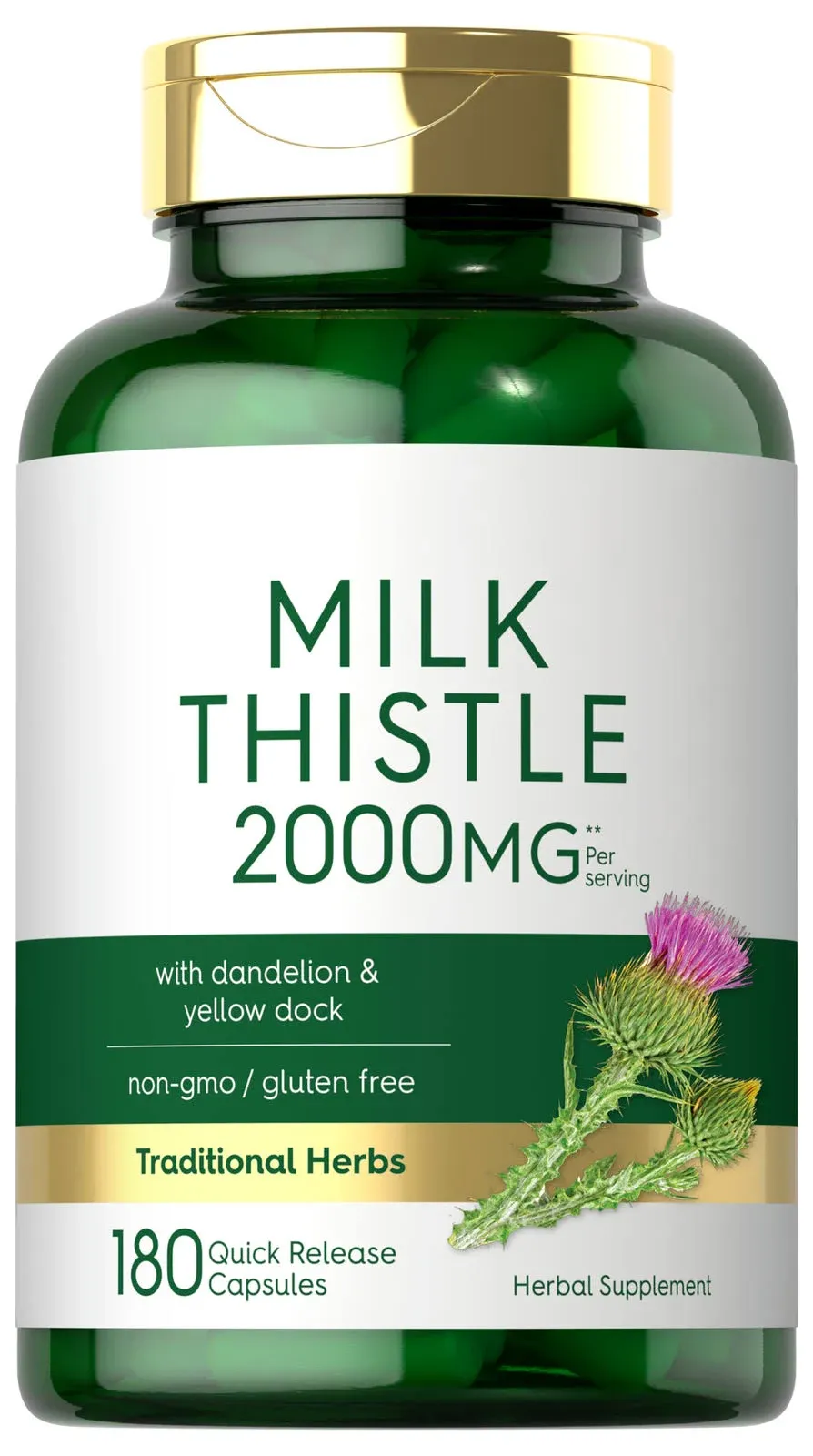 Milk Thistle 2000mg | 180 Capsules | with Dandelion & Yellow Dock | by Carlyle