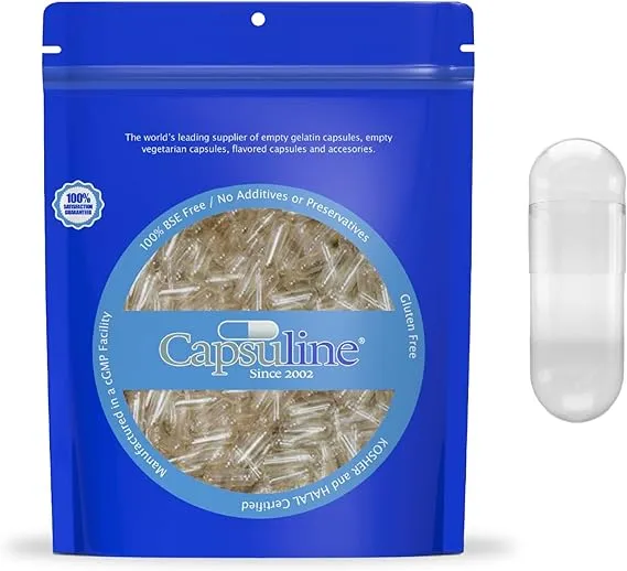 Capsuline - Size 0 Clear Empty Gelatin Capsules - 5000 Count - Manufactured in &