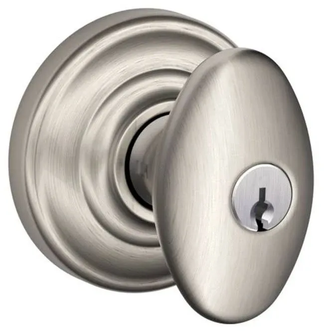 Schlage F51-Sie-And Siena Keyed Entry Panic Proof Door Knob Set with - Satin Nickel