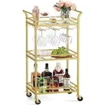 VASAGLE 3-Tier Mini Bar Cart, Gold