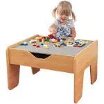 KidKraft Reversible Wooden Activity Table with Board with 195 Building Bricks – Gray & Natural, Gift for Ages 3+