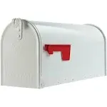 Elite White, Medium, Steel, Post Mount Mailbox