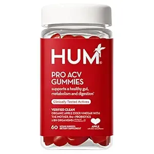 HUM Pro ACV Gummies -100% Organic Apple Cider Vinegar with The Mother, Probiotics for Digestive Health & B12 for Metabolism Support (60 Count)