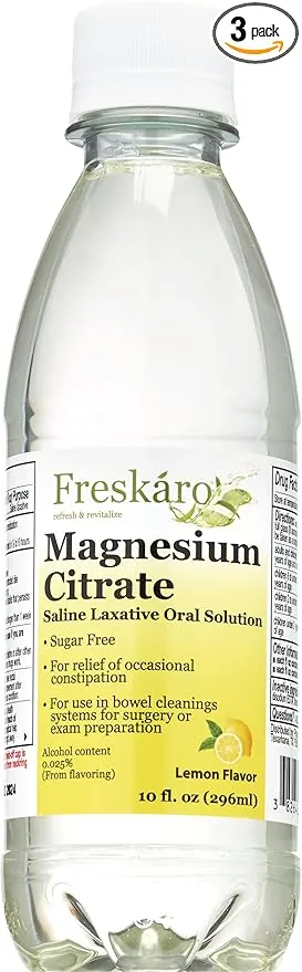 Freskaro Magnesium Citrate Oral Solution 10 oz, Lemon Flavor