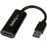 StarTech.com USB 3.0 to HDMI Adapter - 1080p (1920x1200) - Slim/Compact USB Type-A to HDMI Display Adapter Converter for Monitor - External Video & Graphics Card - Black - Windows Only