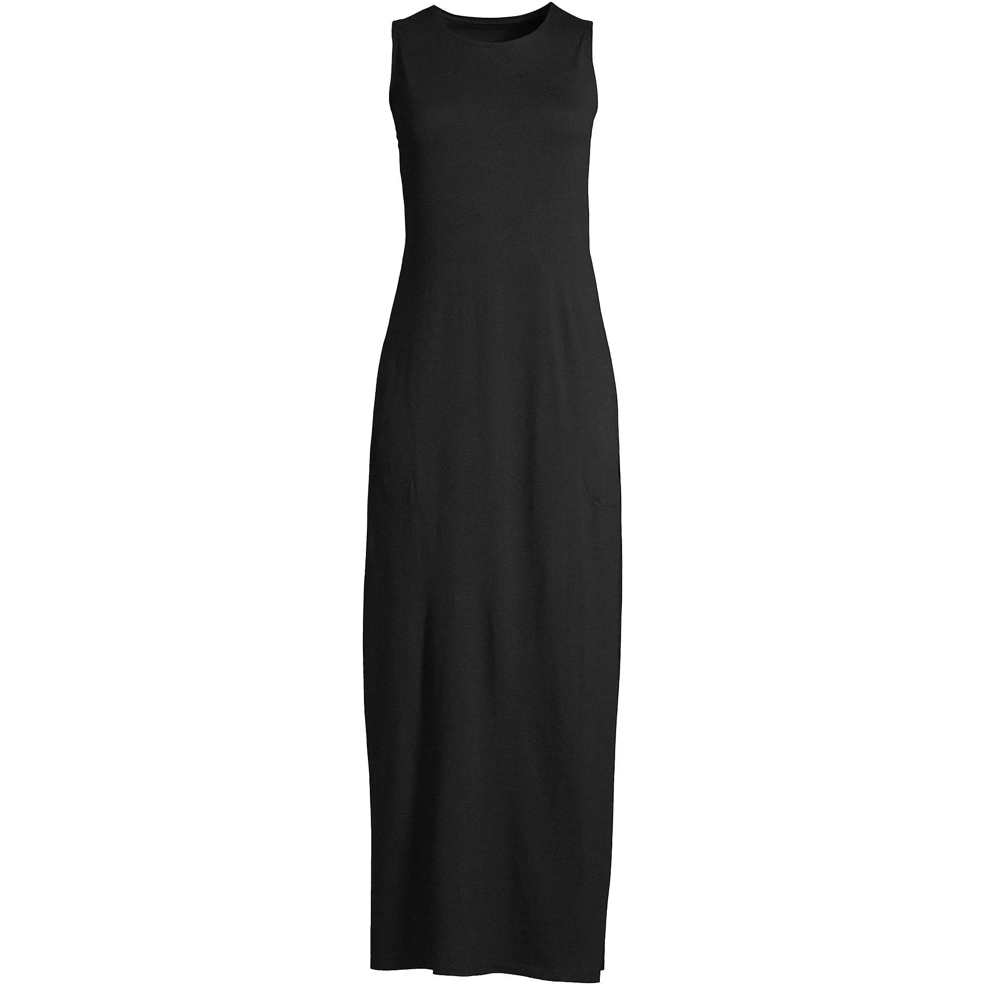 Lands' End Women's Cotton Jersey Sleeveless Swim Cover-up Maxi Dress