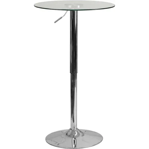 Flash Furniture Square Glass Top Bar Table, Clear/Chrome, 23.5"