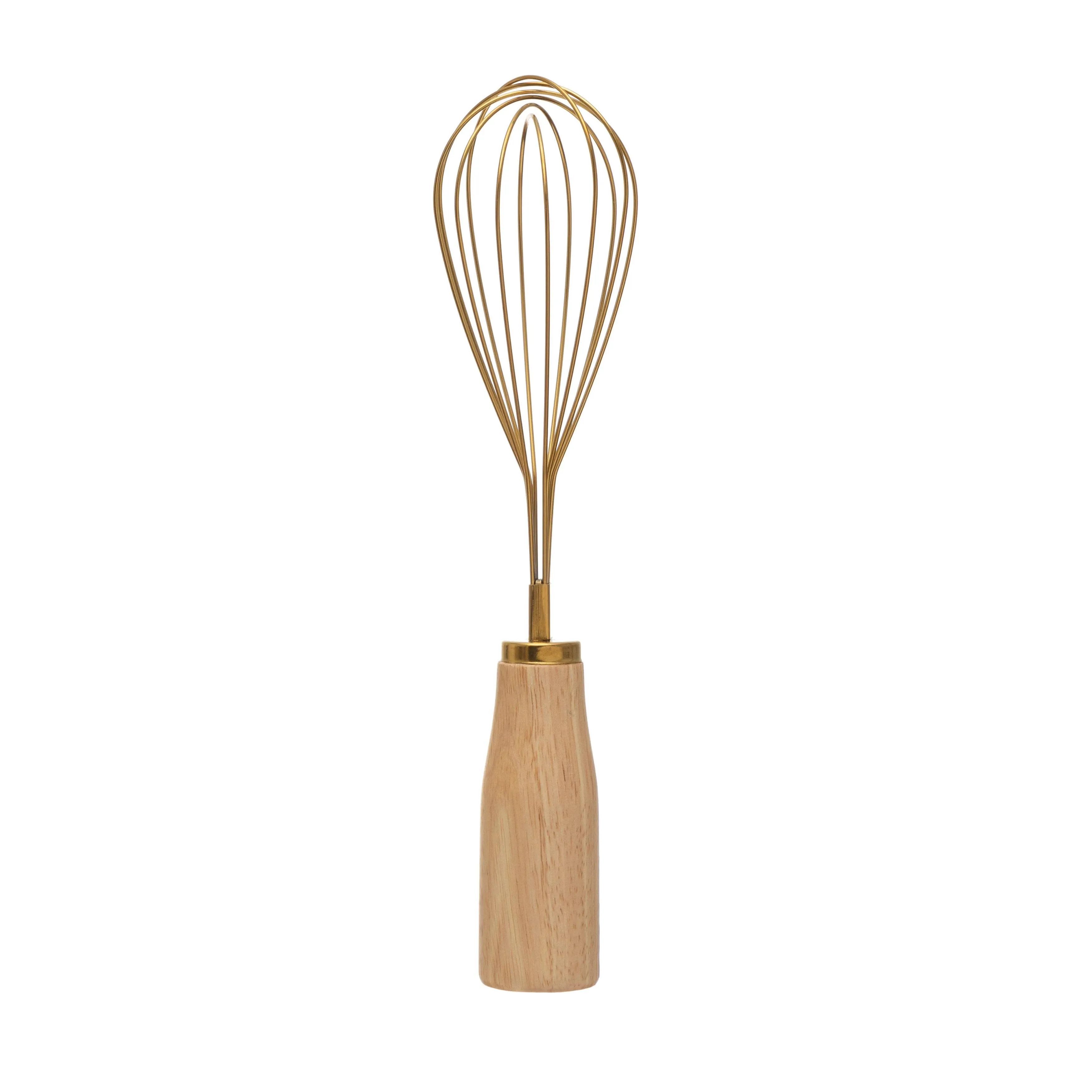 Bloomingville Standing Stainless Steel Wood Handle, Gold Finish Whisk, 10.25"Bloomingville Standing Stainless Steel Wood Handle…