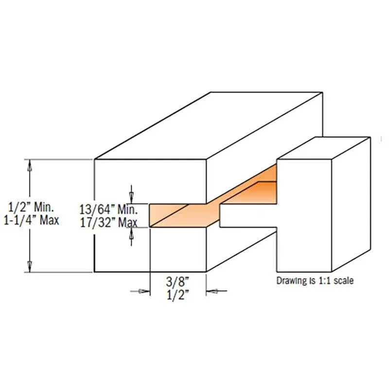 800.625.11 Adjustable Tongue and Groove Bit Set for Mission Style Cabinet Doors,