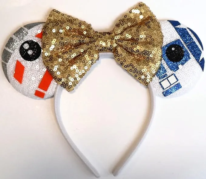 CLGIFT Minnie Ears,Pick your color, Iridescent Minnie Ears, Silver gold blue minnie ears, Rainbow Sparkle Mouse Ears,Classic Red Sequin Minnie Ears (BB8 R2D2)