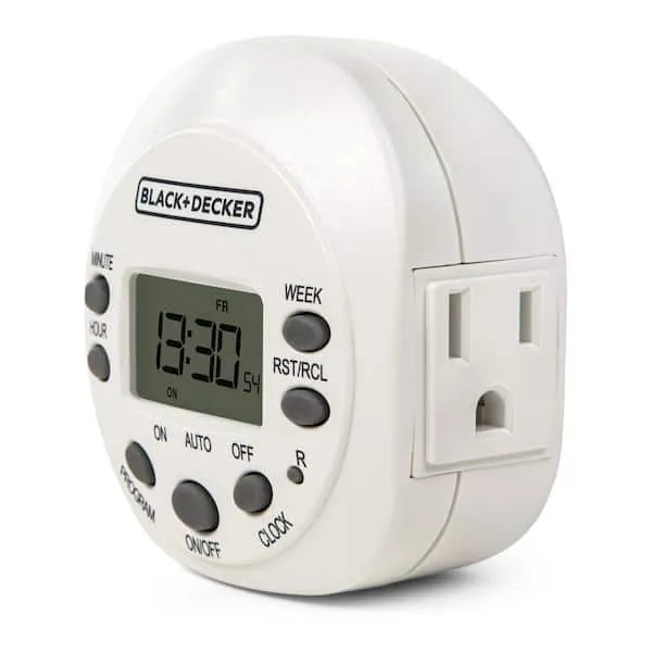 Light Timers, Programmable, Indoor, 1-Pack, Grounded Outlet - Digital Timer Outlet