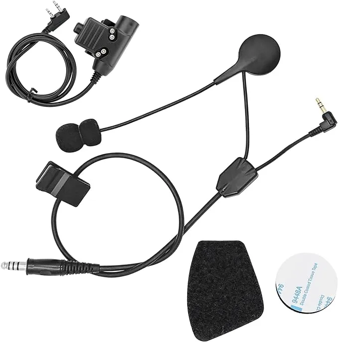 COMBATGEAR Y Cable Connector Boom Mic Ken U94 PTT for Howard Leight Safety Earmuffs,Compatible with Sordin Supree Pro X Earmuffs Convert into Communicated Headset