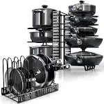 Pots and Pans Organizer under Cabinet - 8-Tier Adjustable Pan Organizer Rack for