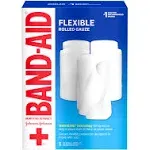 Band Aid Brand of First Aid Products Flexible Rolled Gauze Dressing for Minor Wound Care, Soft Padding and Instant Absorption, 3 Inches by 2.1 Yards, Value Pack 5 ct