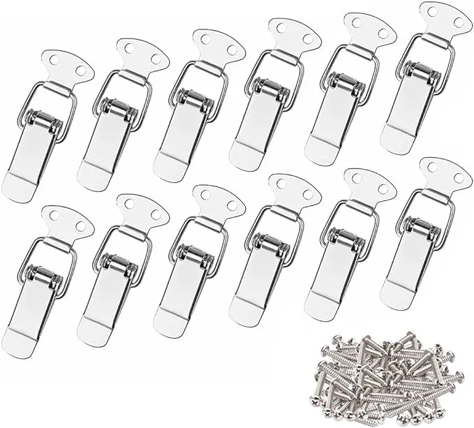 12Pcs Stainless Steel Spring Loaded Toggle Latches with 48Pcs Mounting Screws, AUHOKY Case Box Chest Trunk Latch Catches Hasps Clamps (72mm Overall Length)