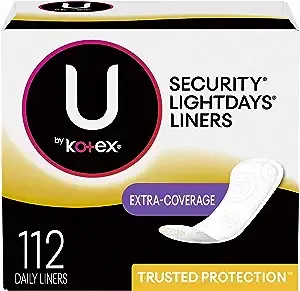 U by Kotex Lightdays Daily Panty Liners, Extra Coverage, Unscented, 112 Count - 2 Pack (Includes 224 Pantiliners Total)