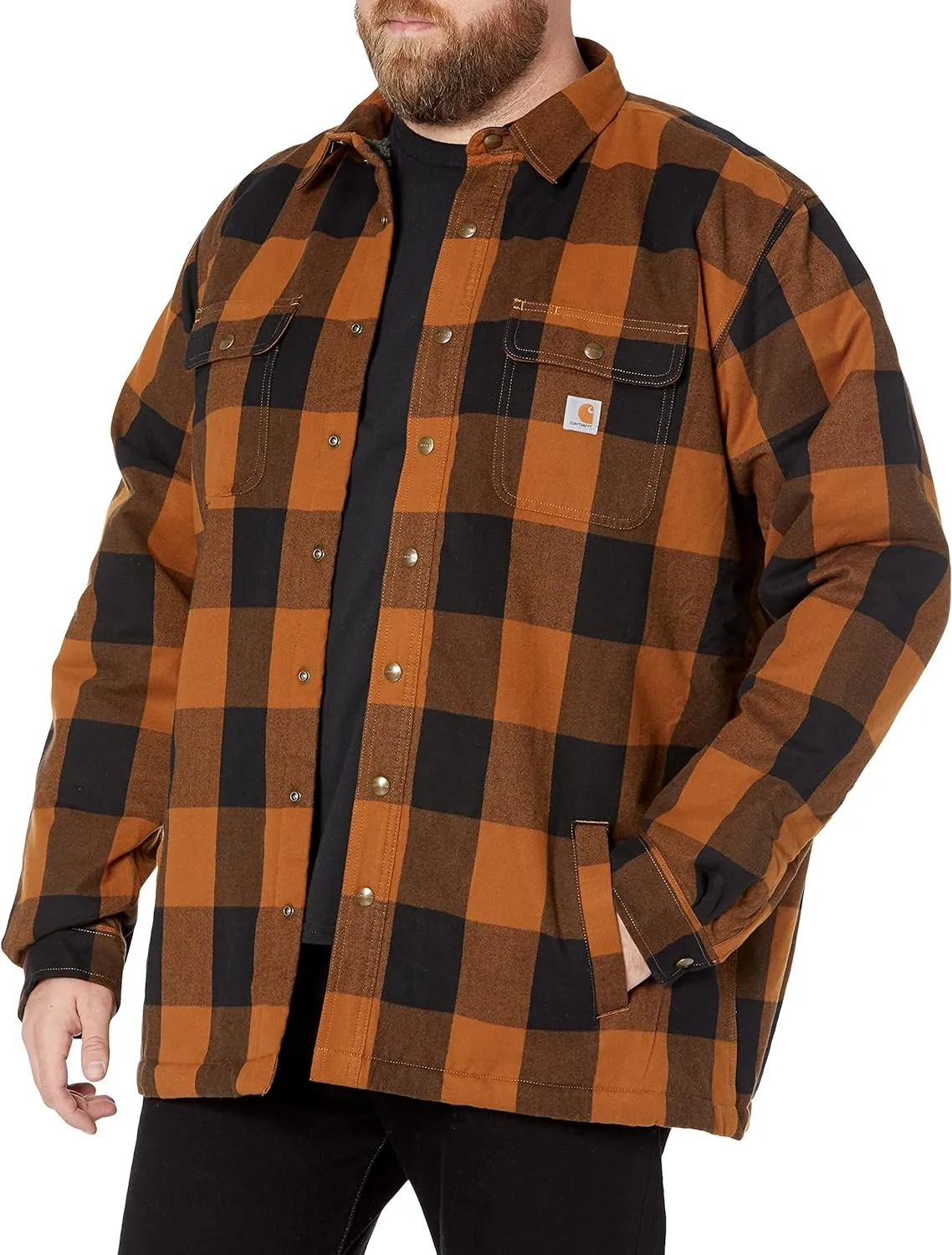 Carhartt Men's Relaxed Fit Heavyweight Flannel Sherpa-Lined Shirt Jacket