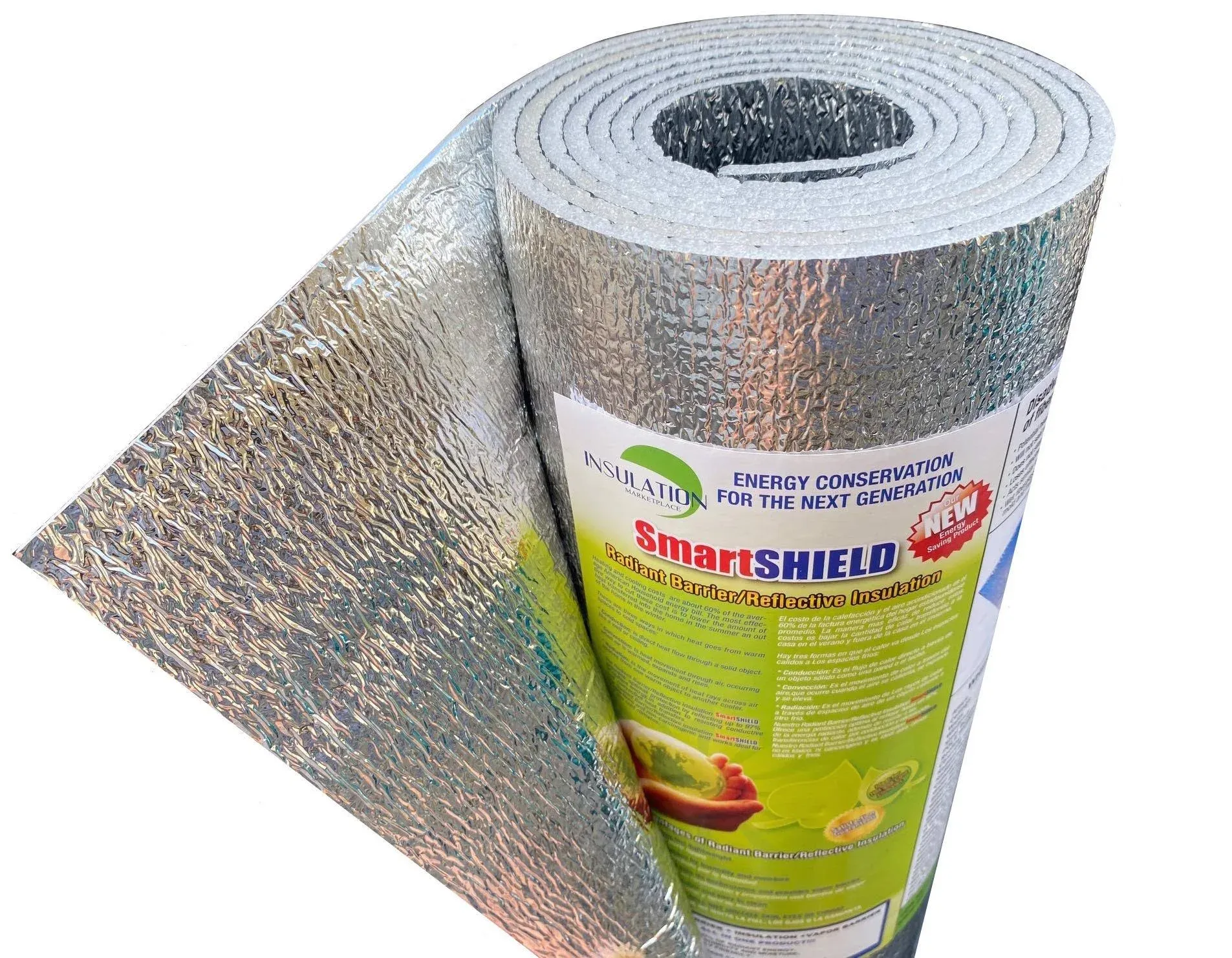 INSULATION MARKETPLACE SmartSHIELD -3mm 24 Inchx25ft Reflective Foam Core Insulation roll, Radiant Barrier - Engineered Foil