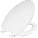 BEMIS 1600E4 000 Ashland Toilet Seat with Slow Close, Never Loosens and Provide the Perfect Fit, ELONGATED, Enameled Wood, White