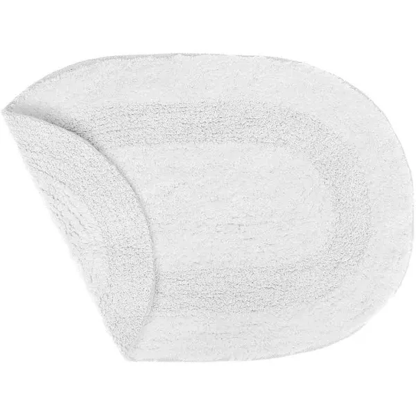 IH Casa Decor 16 x 24 in. Reversible Cotton Oval Solid Color Bath Mat - Set Of 2