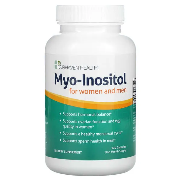 Fairhaven Health Myo-Inositol and D-Chiro Inositol Blend, 40:1 Ratio, Female Fertility Supplement for Regular Cycles, B8, 2000mg Myoinositol, 50mg D Chiro, 1 Month Supply