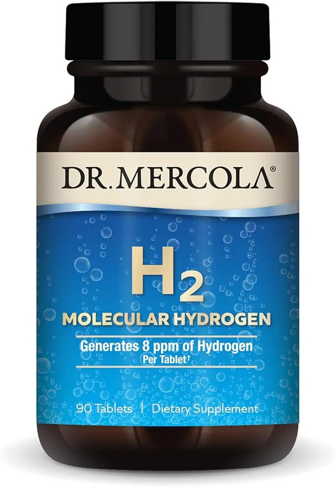 Dr. Mercola H2 Molecular Hydrogen, 30 Servings (30 Tablets), Dietary Supplement, Supports Brain Health and Cognitive Function, Non GMO