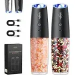 Gravity Electric Salt and Pepper Grinder Set Automatic Shakers Grinder LED Light