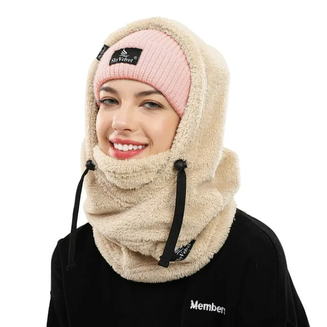 Shy Velvet Balaclava (Unisex) Wind-Resistant Winter Face Mask,Fleece Leopard 