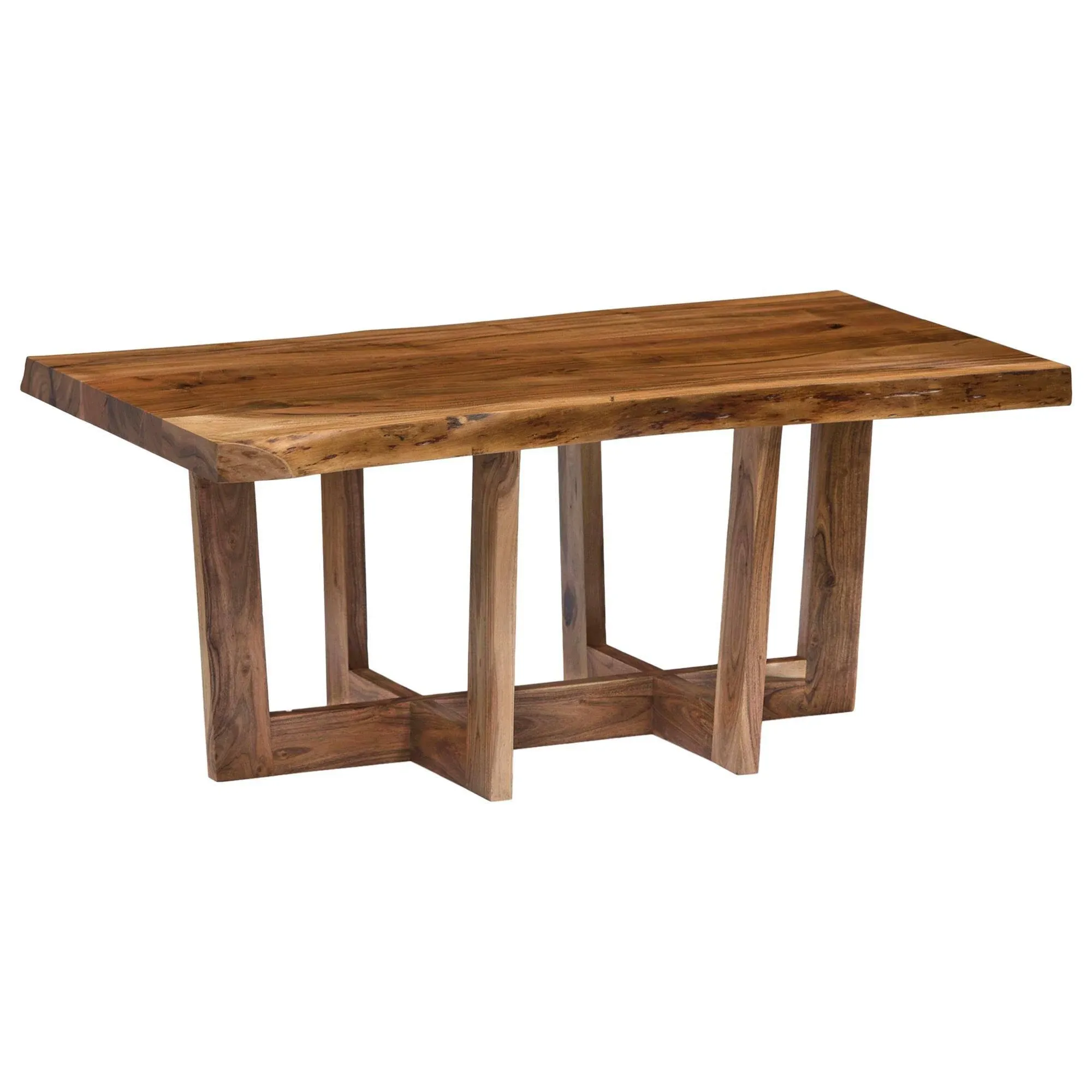 Alaterre Furniture Coffee Table 42&#034; Natural Large Rectangle Wood W/ Live Edge