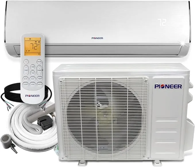 Pioneer Diamante Series 12,000 BTU 20 SEER 115V Ductless Mini-Split Air Conditioner Heat Pump Full Set with 16 ft. Kit