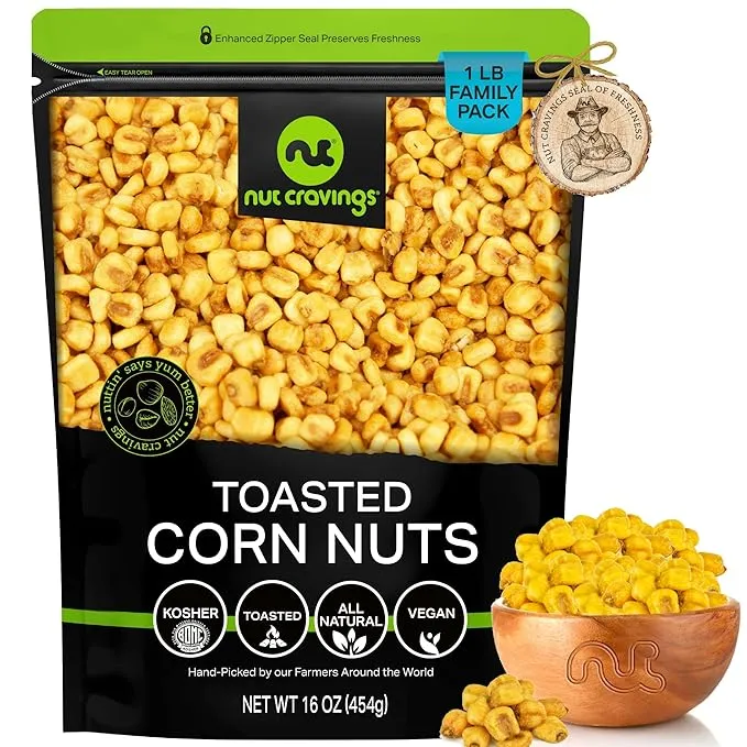 Toasted Corn Nuts, Salted, Crunchy Kernels (16oz - 1 lbs) by Nut Cravings