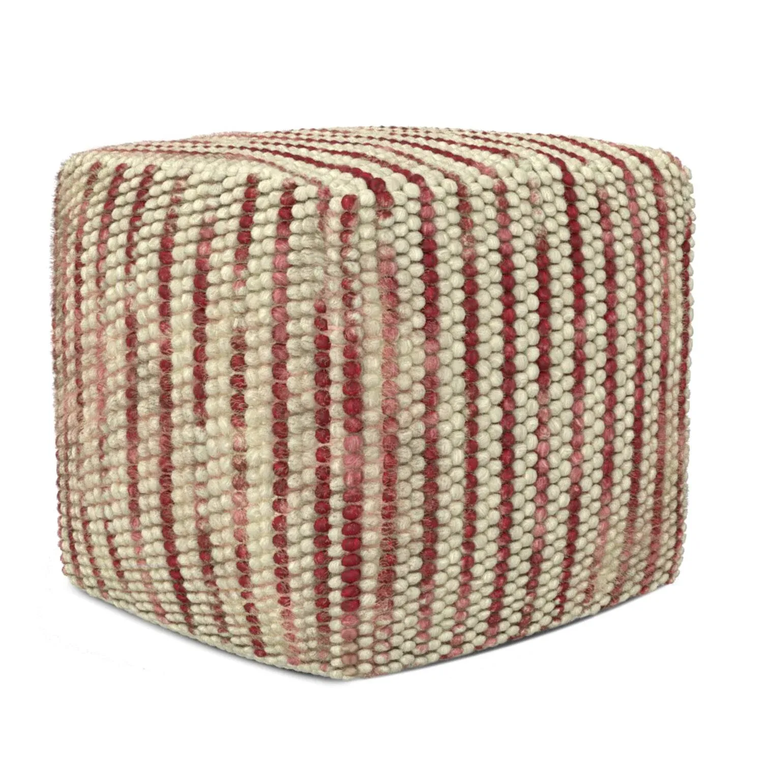 Simpli Home - Zoey Woven Cube Pouf - Maroon