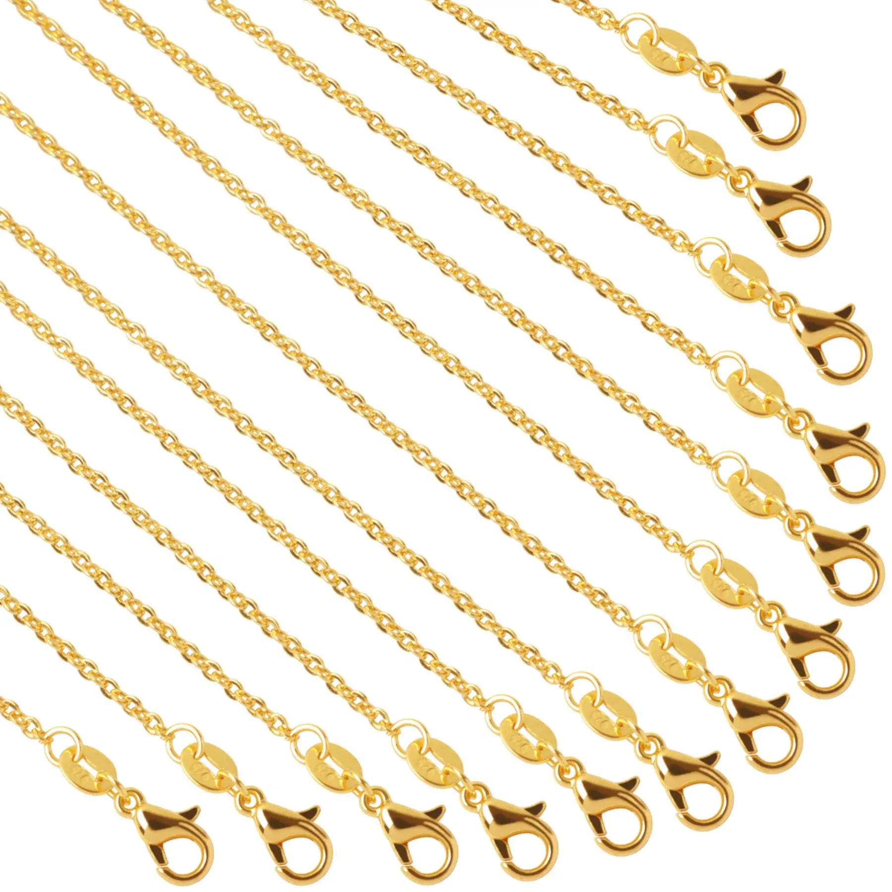 50 Pack Gold Plated Cable Chain Necklace Chains