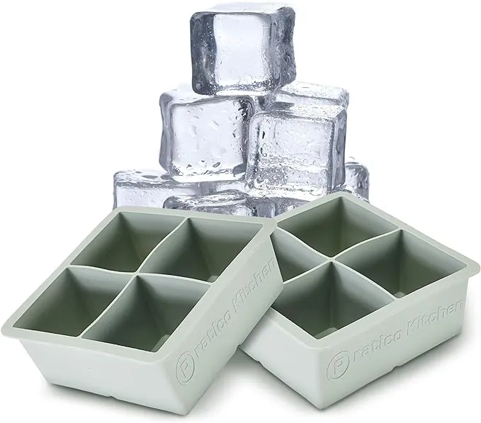 Large Ice Cube Mold - Makes 4 Jumbo 2.25 inch Big Ice Cubes -