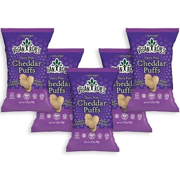 Vegan Rob's Plant Based Dairy Free Cheddar Puffs Certified Gluten Free Kosher(OU ...