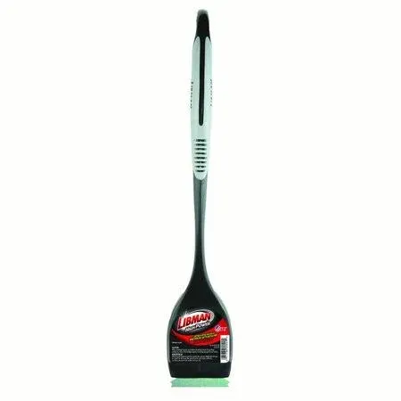 Libman Handle Grill Brush with Scraper Brass Fibers Black &amp; Gray Long 18&#034; 00529