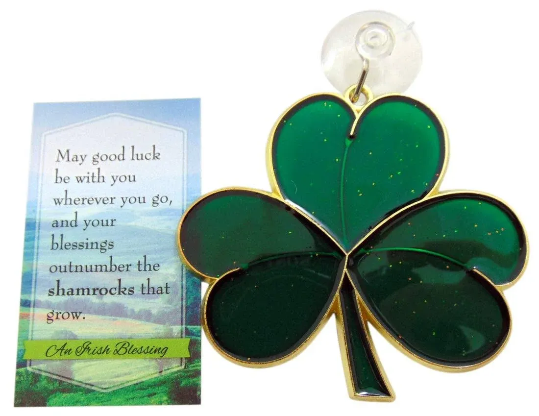 Shamrock Suncatcher Gift Set Irish Blessing Prayer Card and Irish Sun Catcher 